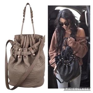 Alexander Wang Diego Textured Leather Studded Shoulder Bag